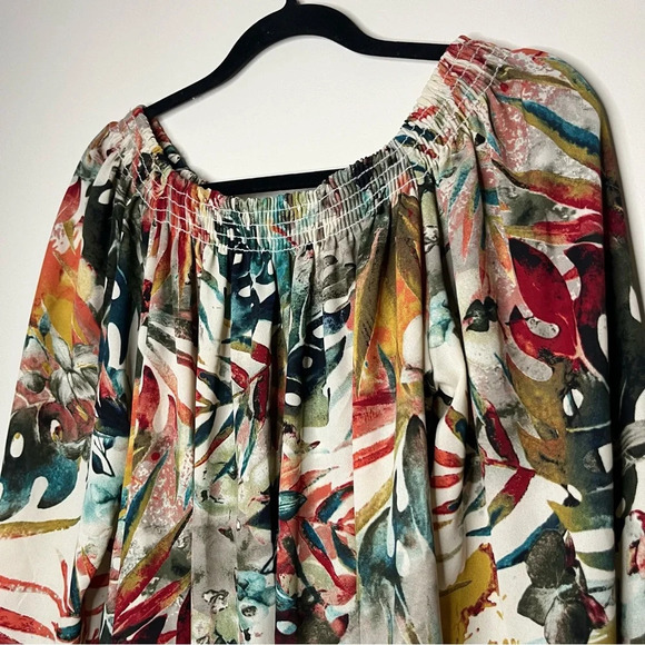 ARIELLA Boho Floral Colorful Lightweight Breezy Flowy Off Shoulder Top Blouse - Picture 2 of 8